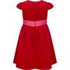 Lilibet Velvet & Satin Party Dress, Red & Pink - Dresses - 4 - thumbnail