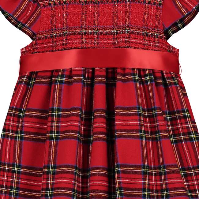 Poppy Smocked Plaid Tartan Baby Party Dress, Red - Dresses - 3