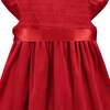 Poppy Smocked Velvet Girls Party Dress, Red - Dresses - 4 - thumbnail