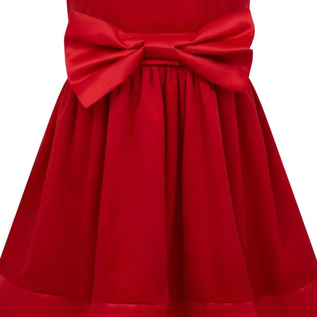 Florence Velvet & Satin Bow Party Dress, Red - Dresses - 6