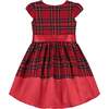 Florence Plaid Tartan Girls Party Dress, Red - Dresses - 3 - thumbnail