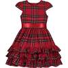 Arabella Frill Plaid Tartan Girls Party Dress, Red - Dresses - 1 - thumbnail