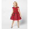 Bonnie Smocked Plaid Tartan Girls Party Dress, Red - Dresses - 2 - thumbnail