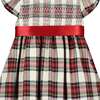 Poppy Smocked Plaid Tartan Girls Party Dress, White - Dresses - 4 - thumbnail