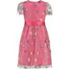 Aster Sequin Star Tulle Girls Party Dress, Pink - Dresses - 3 - thumbnail