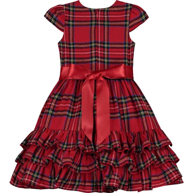 Arabella Frill Plaid Tartan Girls Party Dress, Red - Dresses - 3