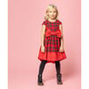 Florence Plaid Tartan Girls Party Dress, Red - Dresses - 5 - thumbnail