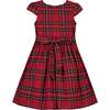 Bonnie Smocked Plaid Tartan Girls Party Dress, Red - Dresses - 3 - thumbnail