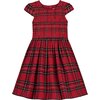 Bonnie Plaid Cotton Smocked Baby Party Dress, Red - Dresses - 1 - thumbnail