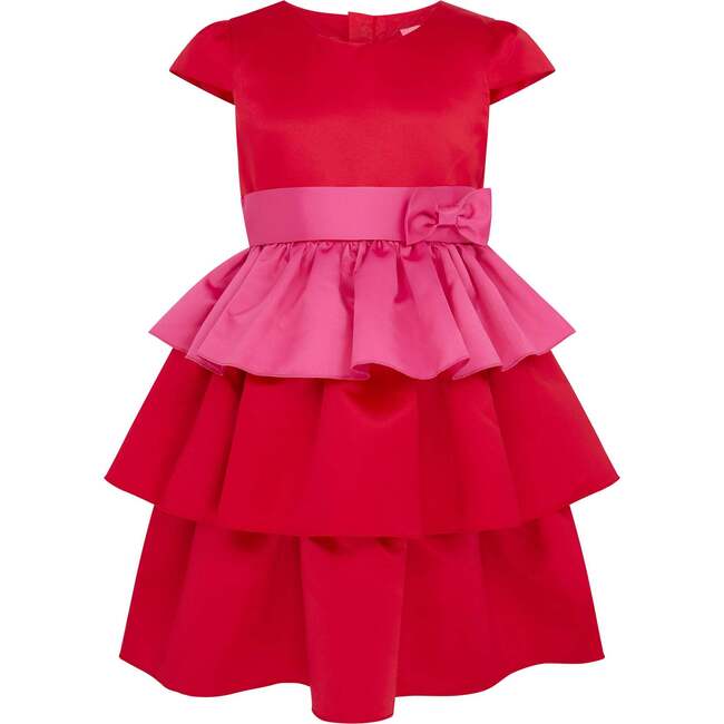 open lace back dress Strapless Red Prom Dresses with Big Bow Party Dress High Slit Evening Dress ARD3064