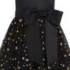 Stella Satin & Gold Star Girls Party Dress, Black & Gold - Dresses - 2 - thumbnail