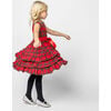 Arabella Frill Plaid Tartan Girls Party Dress, Red - Dresses - 5 - thumbnail