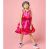 Florence Bow Satin Girls Party Dress, Pink & Red - Dresses - 6 - thumbnail