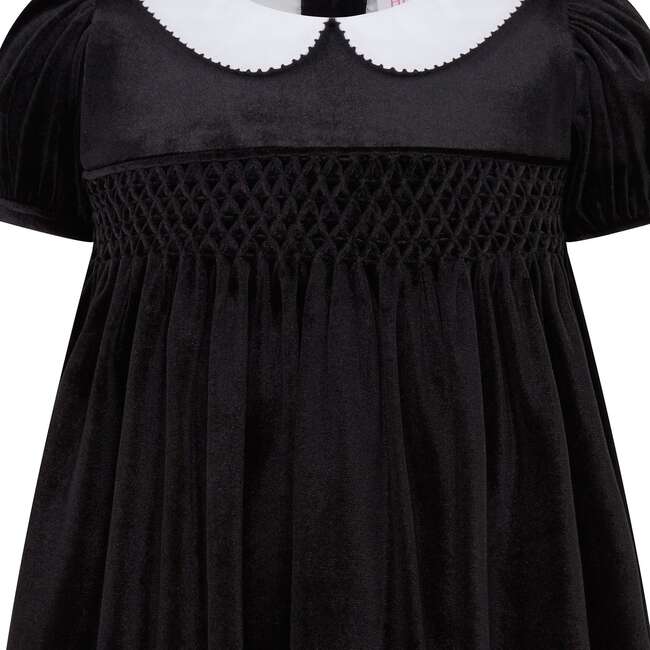 Princess Luna Hand Smocked Velvet Girls Dress, Black