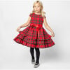 Arabella Frill Plaid Tartan Girls Party Dress, Red - Dresses - 7 - thumbnail