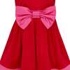 Florence Bow Satin Girls Party Dress, Red & Pink - Dresses - 2 - thumbnail