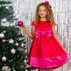Florence Bow Satin Girls Party Dress, Red & Pink - Dresses - 3 - thumbnail