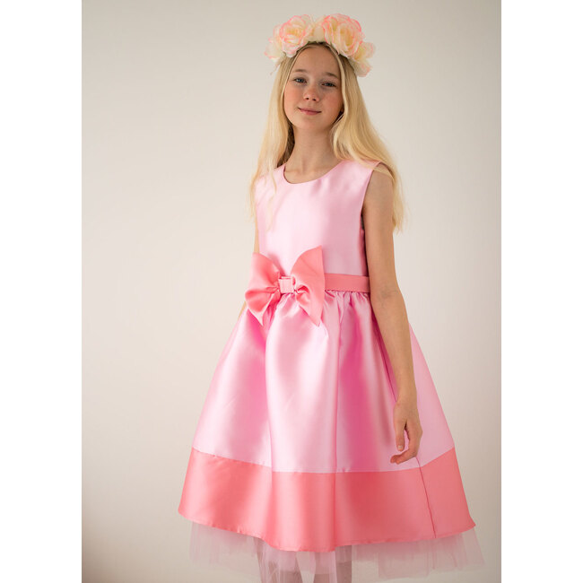 Florence Taffeta Bow Dress, Candy Pink - Ceremonial Dresses - 2