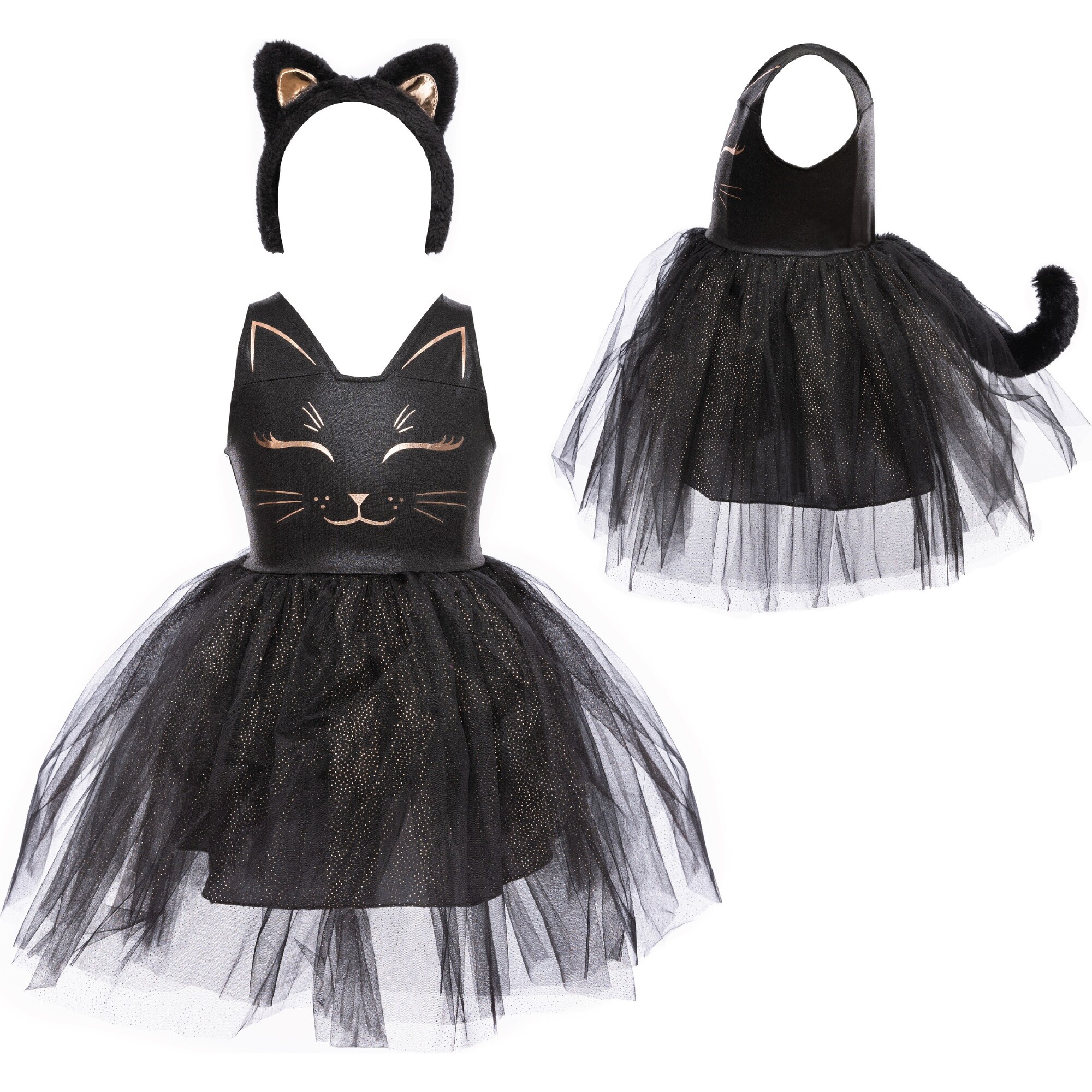 Black Cat Dress & Headpiece, Size 5-6 - Great Pretenders By Age