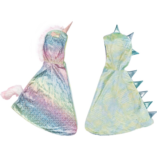 Rainbow Reversible Unicorn Dragon Cape 3/4 - Costumes - 1