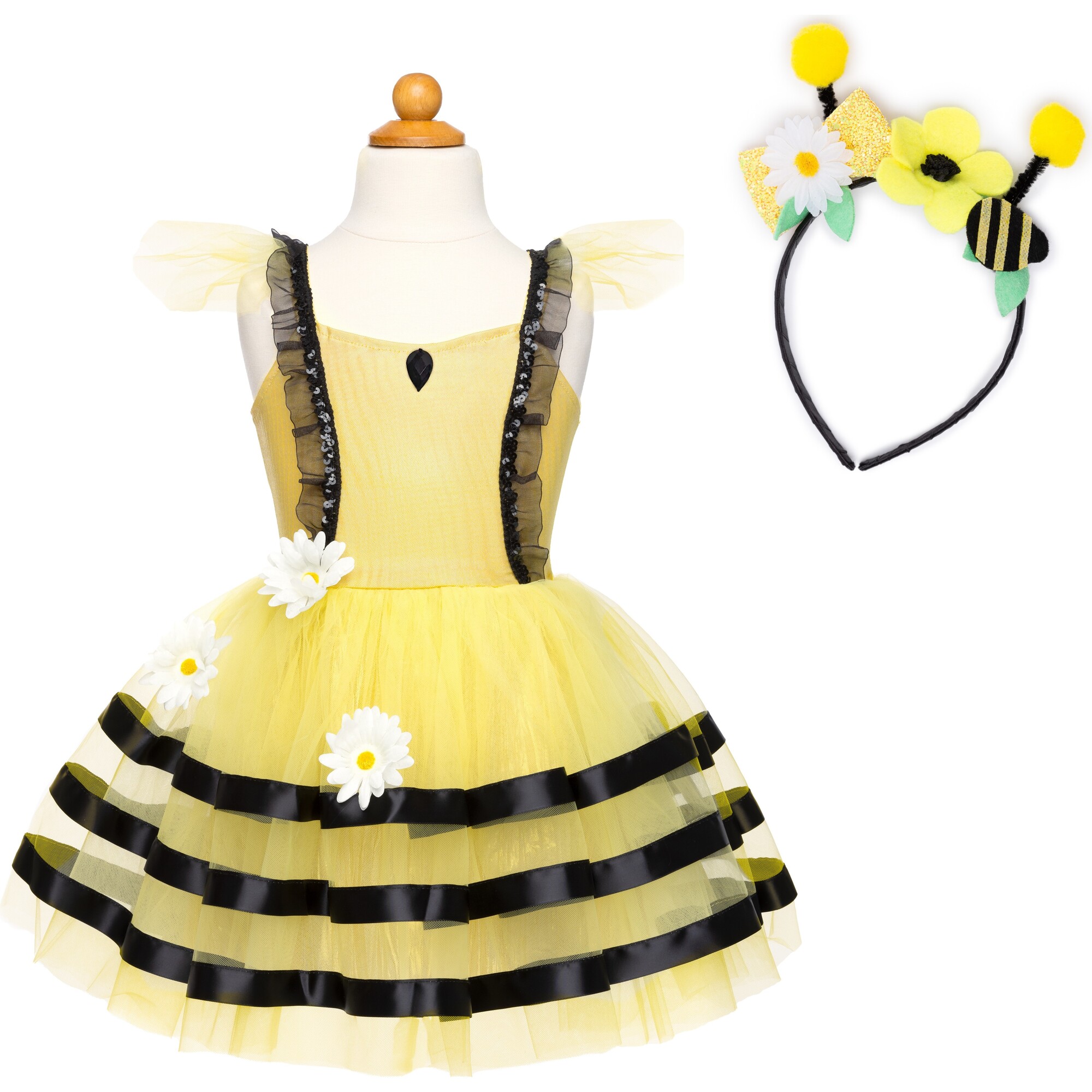 green emerald velvet dress Custom Black & Yellow Bumble Bee Two Piece with Tulle Bustle main image 1
