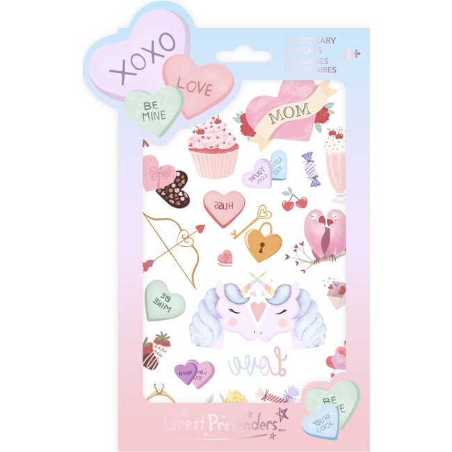 Candy Heart Love Temporary Tattoos, 6pc Bundle