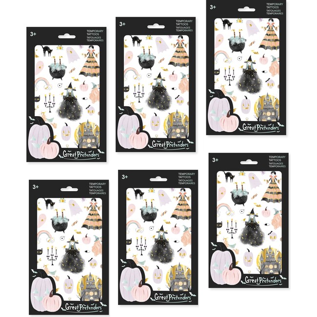 Enchanting Raven  Halloween Witch Temporary Tattoos 6pc Bundle