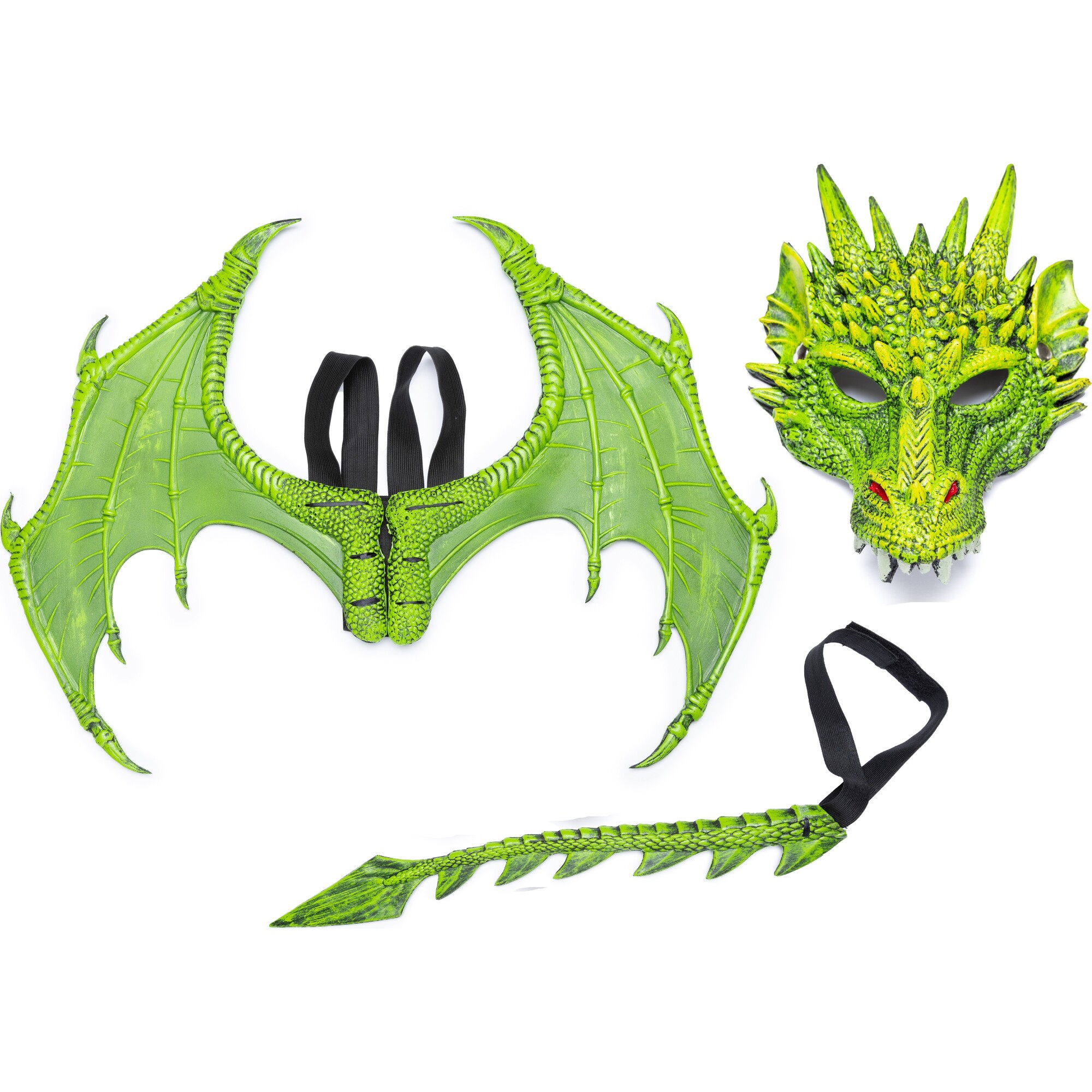 Green Dragon Set, includes Mask, Wings and Tail - Great Pretenders