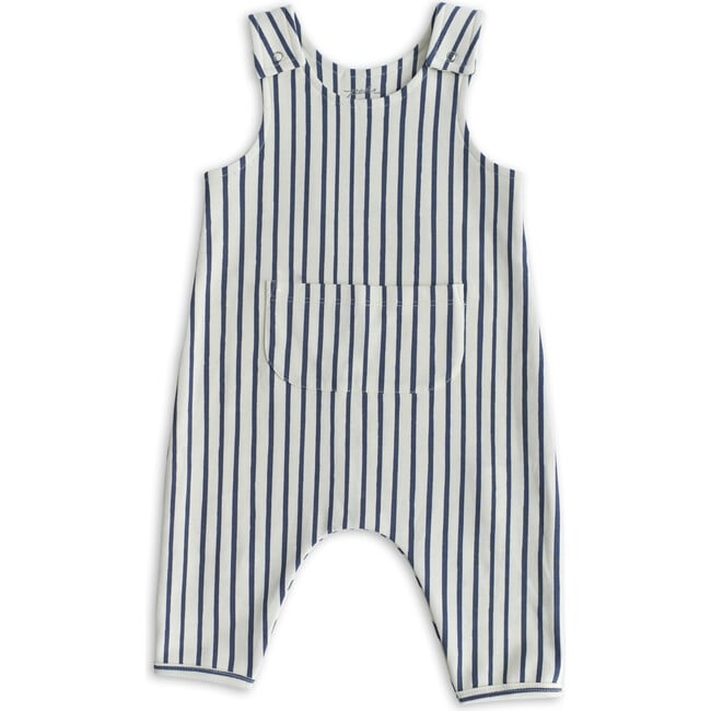 Stripes Away Organic Cotton Overall Romper, Ink
