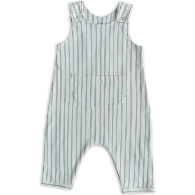 Stripes Away Organic Cotton Overall Romper, Sea