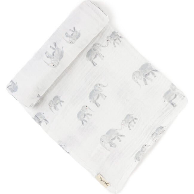 Follow Me Organic Cotton Swaddle, Elephant - Swaddles - 1