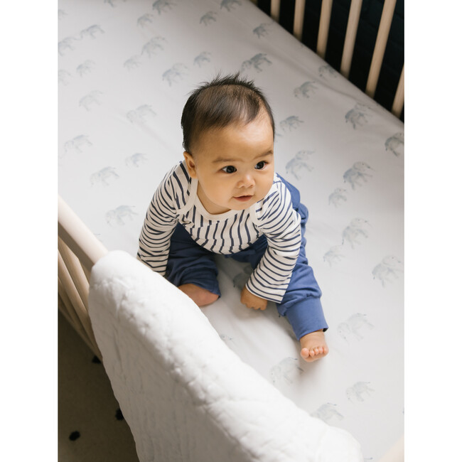 Follow Me Organic Cotton Crib Sheet, Elephant