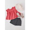 Garment Dye Ruffle T-Shirt, Raspberry - T-Shirts - 6