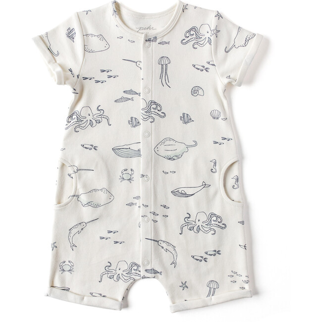 Life Aquatic Short Sleeve Romper, Blue