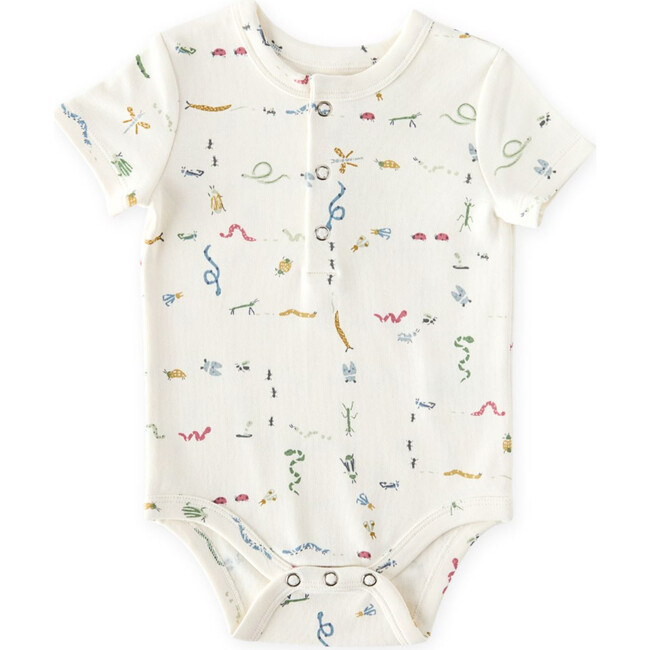 Short Sleeve Henley One-Piece, Crawling Critters - Jumpsuits - 1