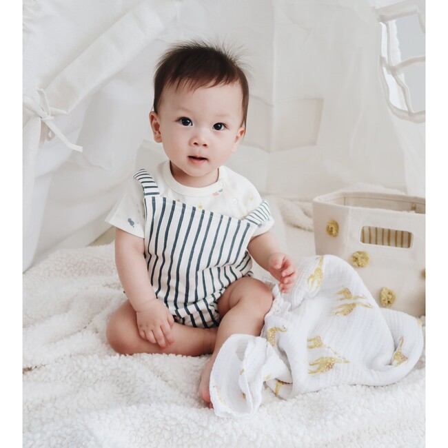 Criss-Cross Overall One-Piece, Ink Blue - Onesies - 2