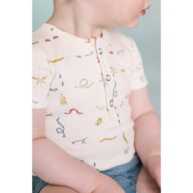Short Sleeve Henley One-Piece, Crawling Critters - Jumpsuits - 4