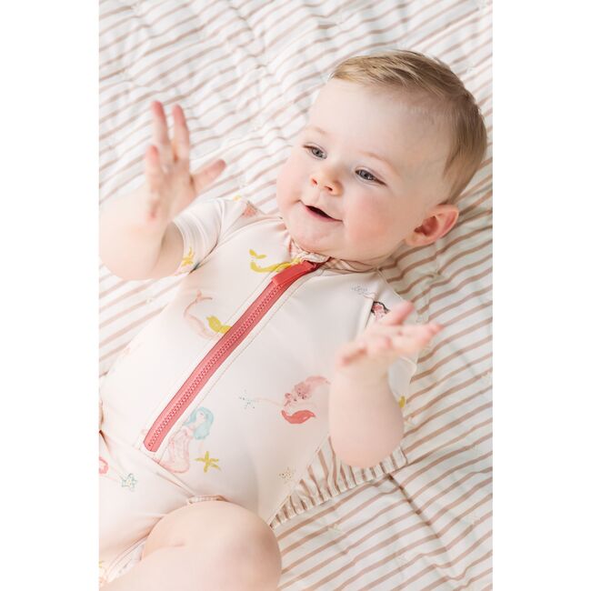 Swim Short Sleeve Ruffle One-Piece, Mermaid Melody - One Pieces - 4