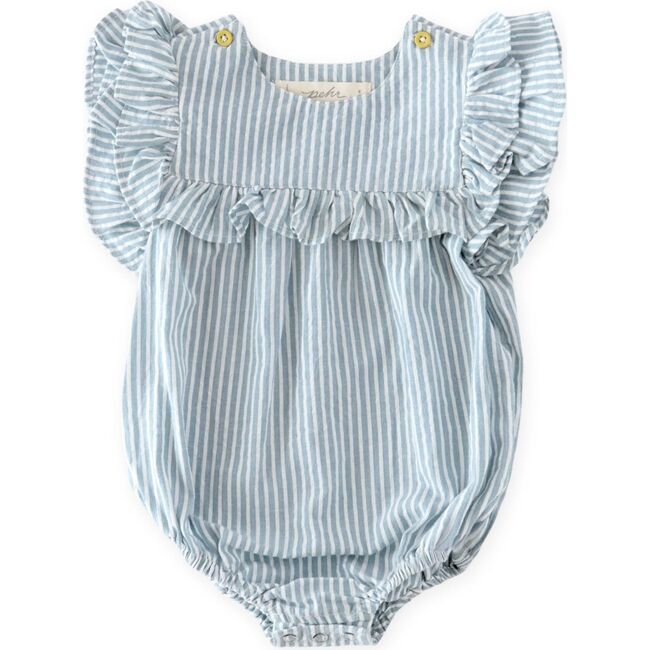 Seersucker Flutter One-Piece, Marine Blue - Jumpsuits - 1