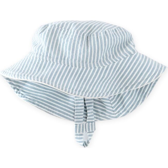 Seersucker Bucket Hat, Marine Blue - Hats - 1