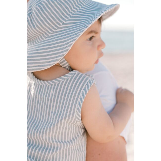 Seersucker Bucket Hat, Marine Blue - Hats - 2