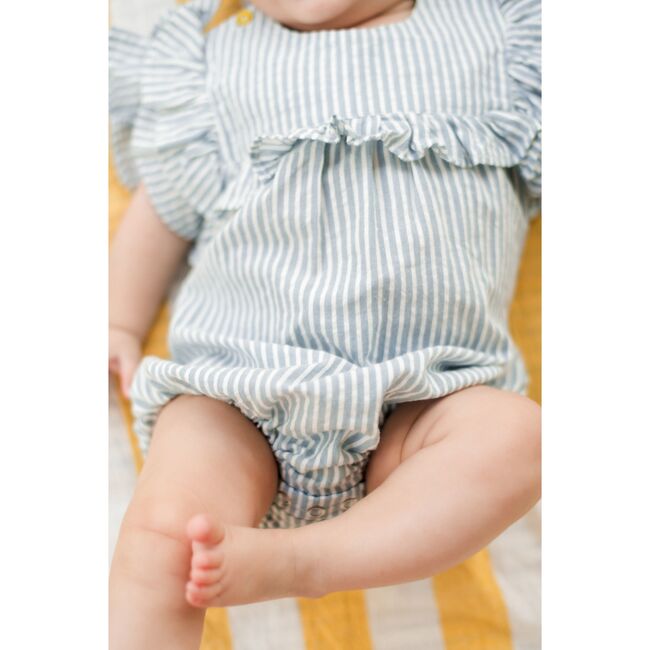 Seersucker Flutter One-Piece, Marine Blue - Jumpsuits - 3