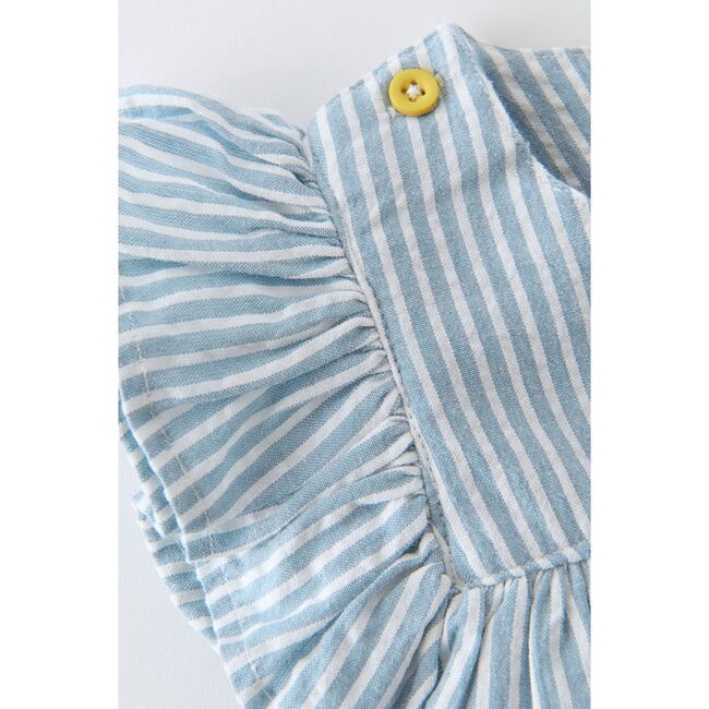 Seersucker Flutter One-Piece, Marine Blue - Jumpsuits - 5