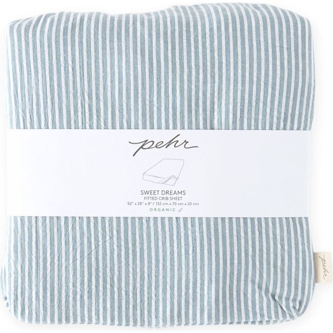 Seersucker Crib Sheet, Marine Blue - Crib Sheets - 6