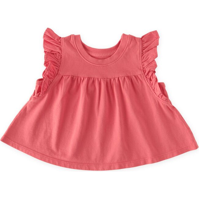 Garment Dye Ruffle T-Shirt, Raspberry - T-Shirts - 1