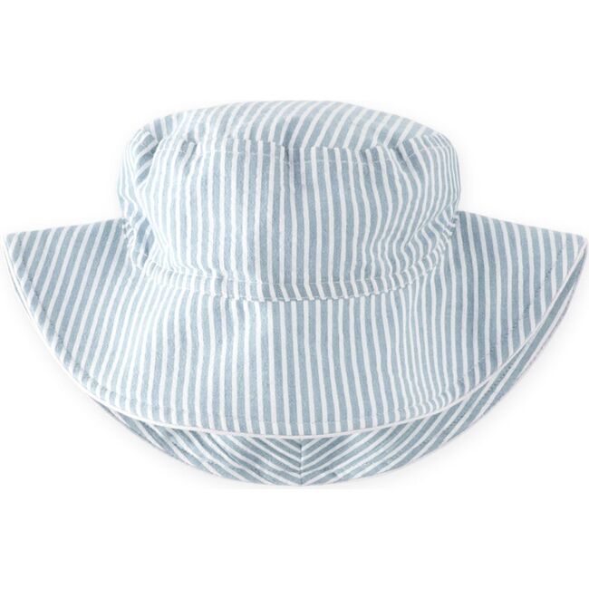 Seersucker Bucket Hat, Marine Blue - Hats - 7