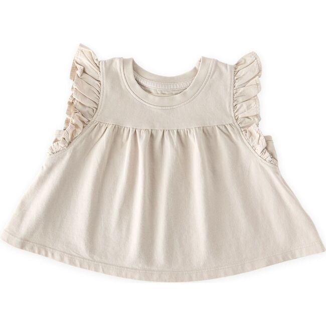Garment Dye Ruffle T-Shirt, Sand - T-Shirts - 1