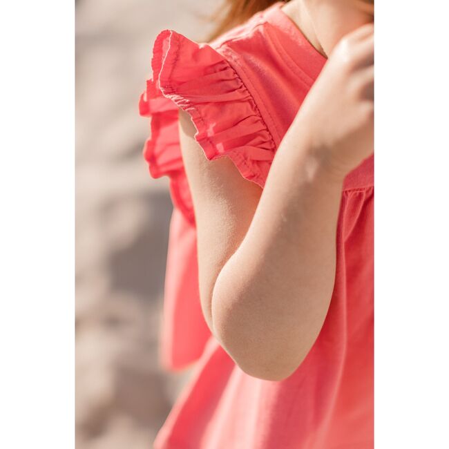Garment Dye Ruffle T-Shirt, Raspberry - T-Shirts - 3