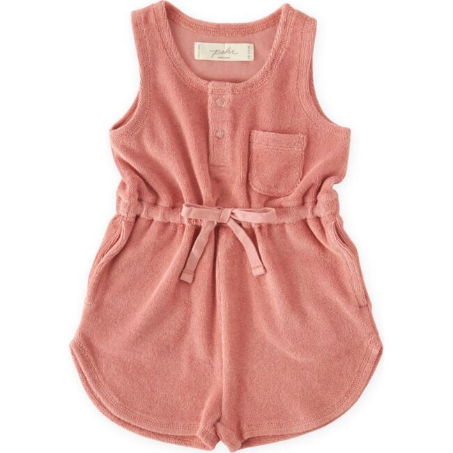 Classic Terry Drawstring Romper, Shell - Rompers - 1