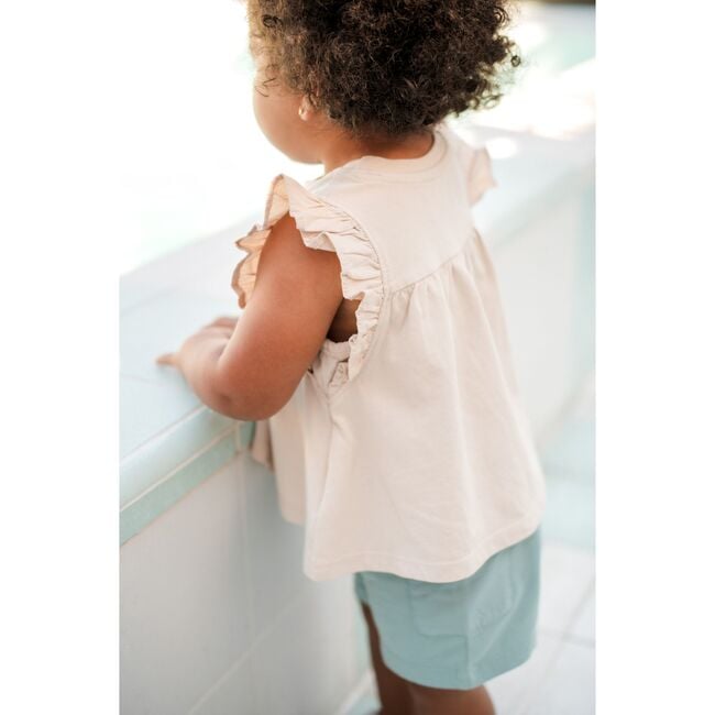 Garment Dye Ruffle T-Shirt, Sand - T-Shirts - 3